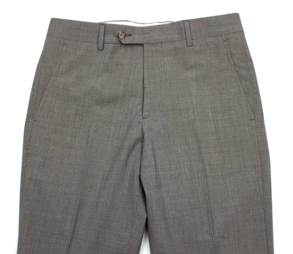 Brooks Brothers 1818 Milano Suit 36 R  30 W Mens Slim Fit Taupe Houndstooh Wool